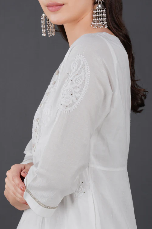 Phae Briena White Cotton Crinkle White Kurta - Image 5