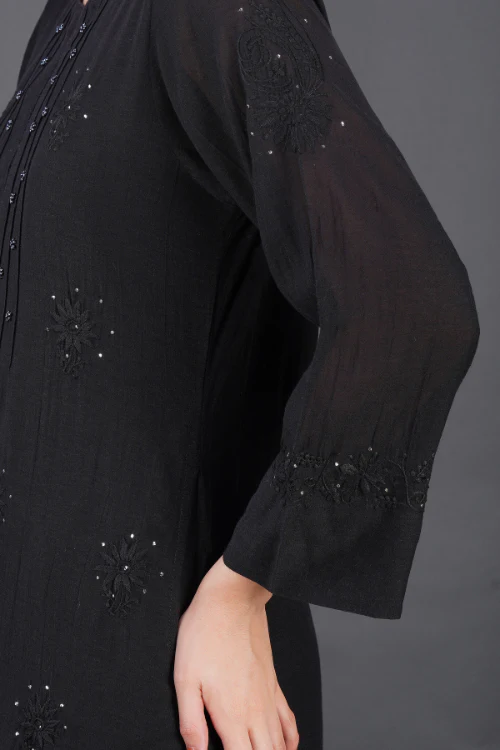 Phae Dinah Cotton Crinkle Black Kurta - Image 3