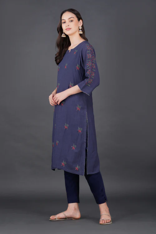 Phae Eliya Cotton Crinkle Dusk Blue Kurta