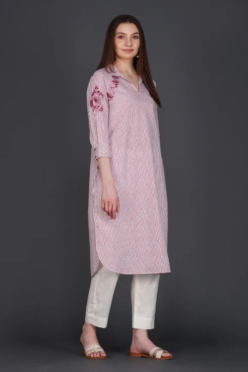 Phae Falak Cotton Kurta In Stripe - Image 5