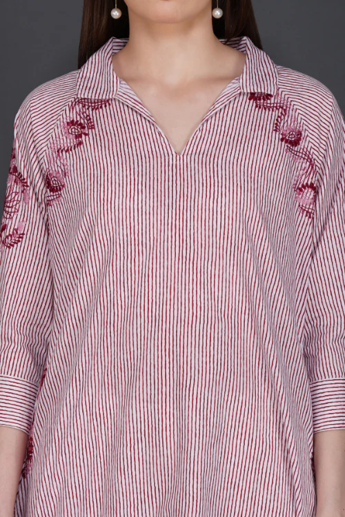 Phae Falak Cotton Kurta In Stripe - Image 6