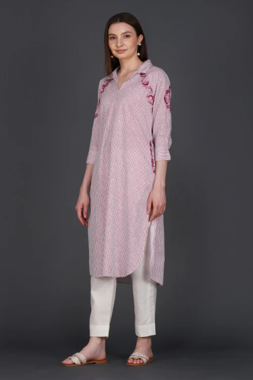 Phae Falak Cotton Kurta In Stripe - Image 7