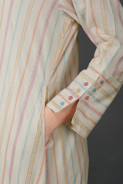 Phae Falguni Striped Kurta With Hand Embroidery - Image 2