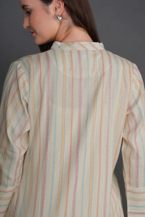 Phae Falguni Striped Kurta With Hand Embroidery - Image 5