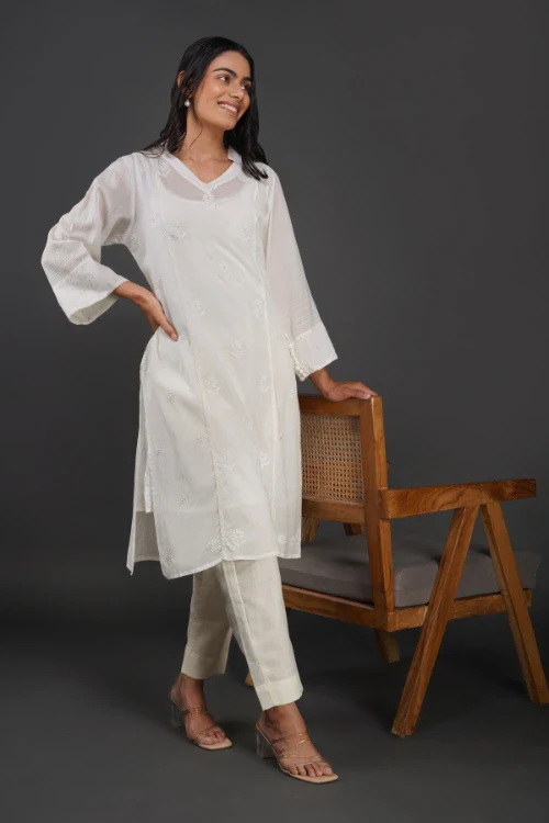 Phae Grace Pearl White Kurta - Image 2