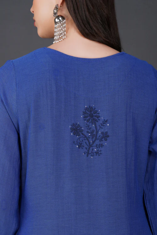 Phae Idit Cotton Crinkle Cobalt Blue Kurta