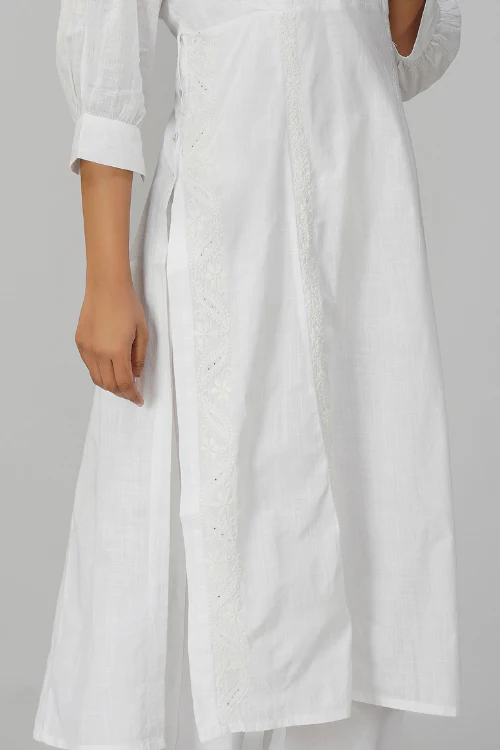 Phae Ira White Kurta In Cotton Slub - Image 3