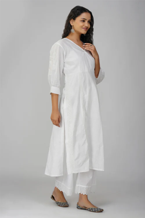 Phae Ira White Kurta In Cotton Slub - Image 4