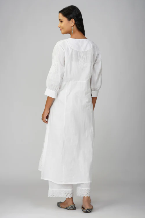 Phae Ira White Kurta In Cotton Slub - Image 5