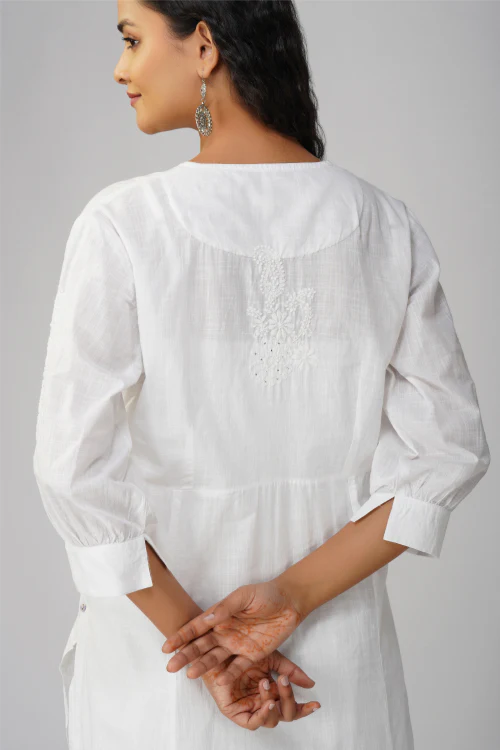 Phae Ira White Kurta In Cotton Slub - Image 6