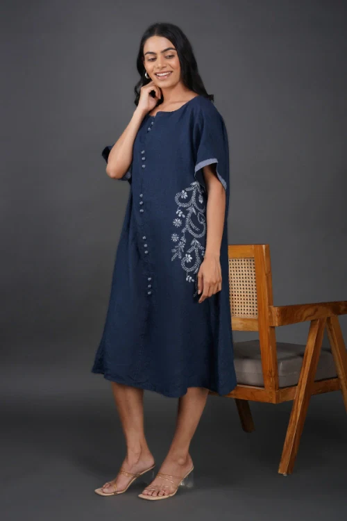 Phae Jasmine Navy Blue Kaftan - Image 6