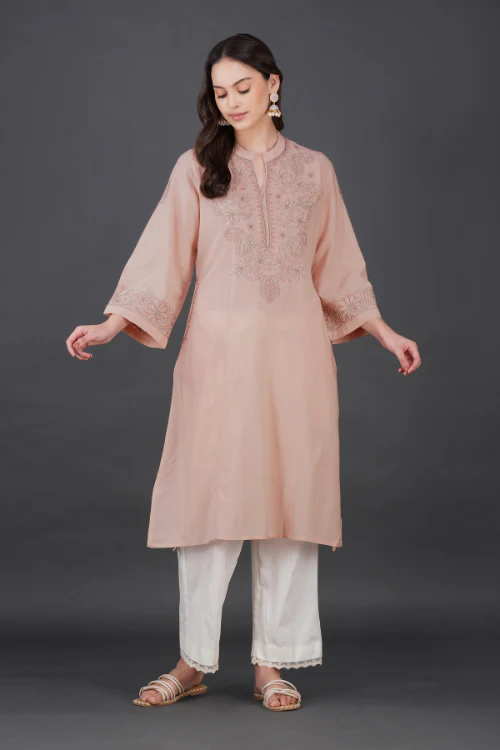 Phae Mai Cotton Crinkle Blush Kurta