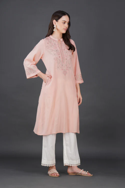 Phae Mai Cotton Crinkle Blush Kurta - Image 3
