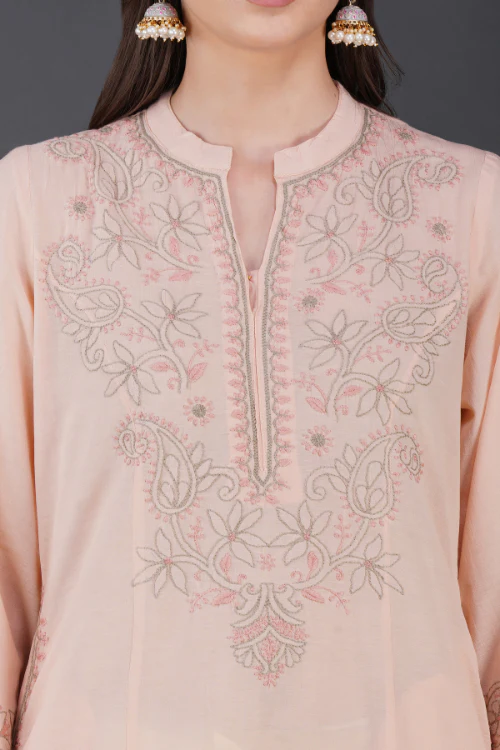 Phae Mai Cotton Crinkle Blush Kurta - Image 4