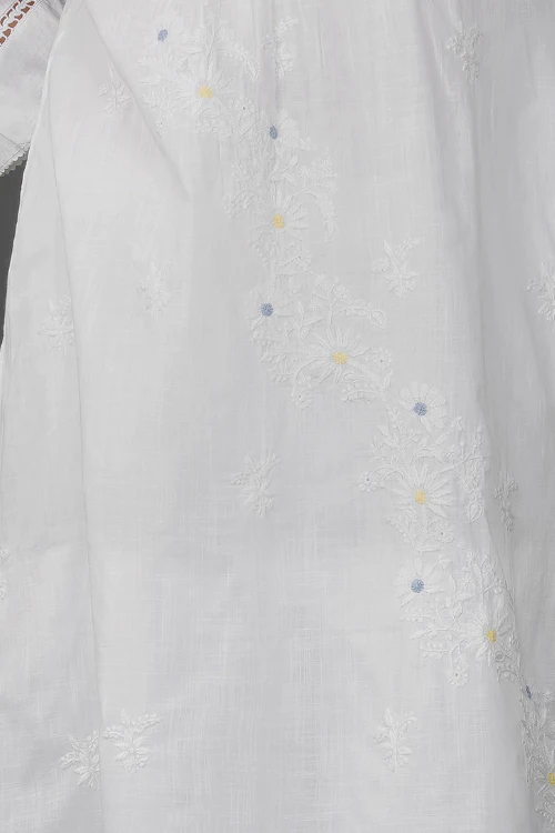 Phae Nora Cotton Self Check Kurta With Hand Chikankari - Image 5