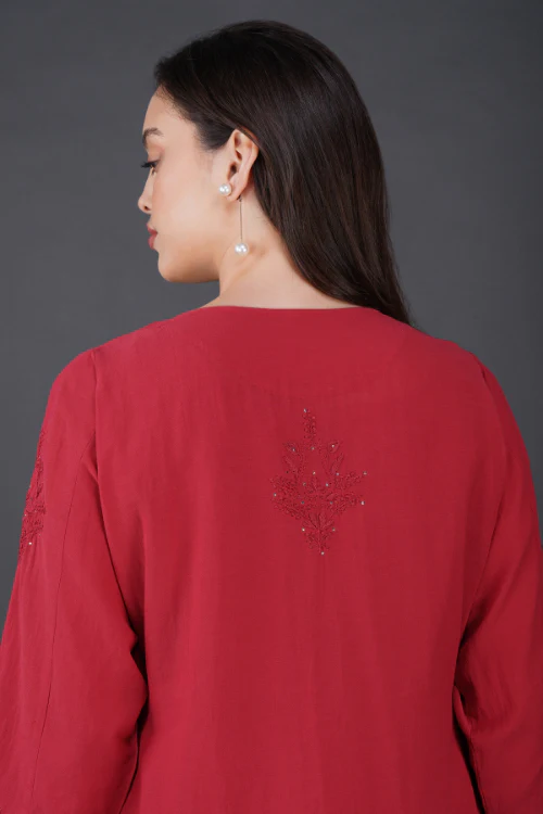Phae Raisa Cotton Crinkle Candy Red Dress - Image 5