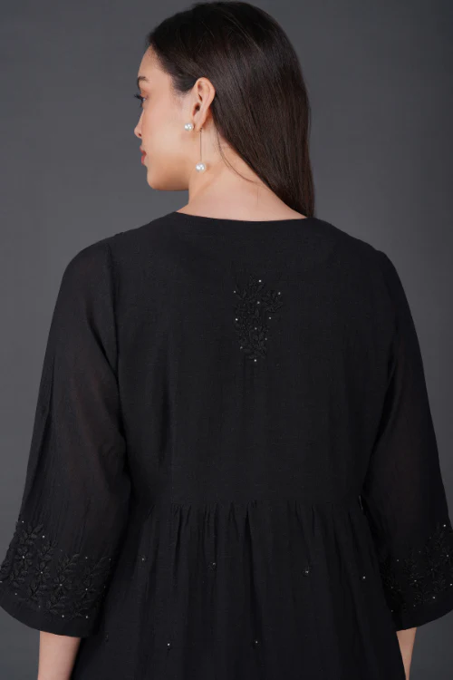 Phae Reyna Cotton Crinkle Black Dress - Image 5