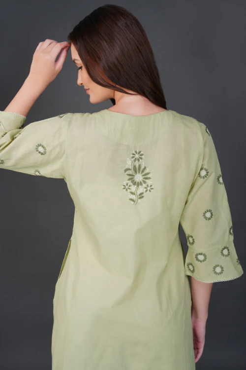Phae Ridhi Cotton Linen Kurta With Hand Chikankari - Image 5