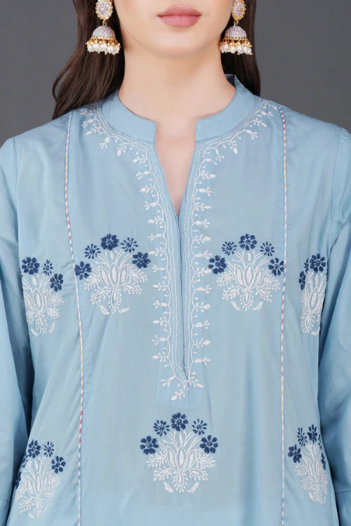 Phae Sekel Cotton Sky Blue Kurta - Image 2