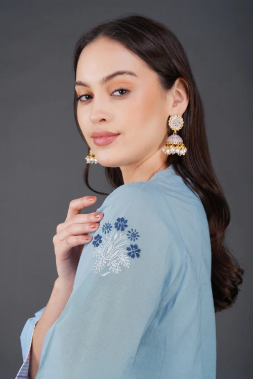 Phae Sekel Cotton Sky Blue Kurta - Image 3