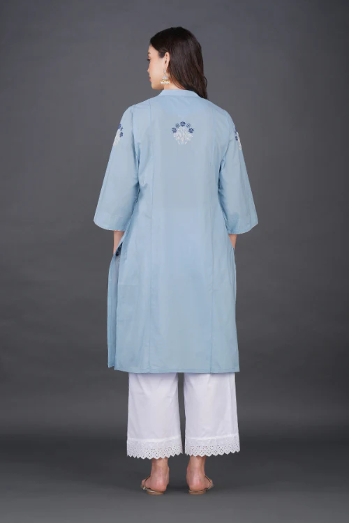 Phae Sekel Cotton Sky Blue Kurta - Image 5
