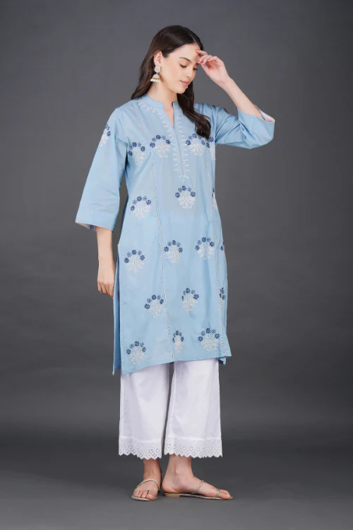 Phae Sekel Cotton Sky Blue Kurta - Image 6