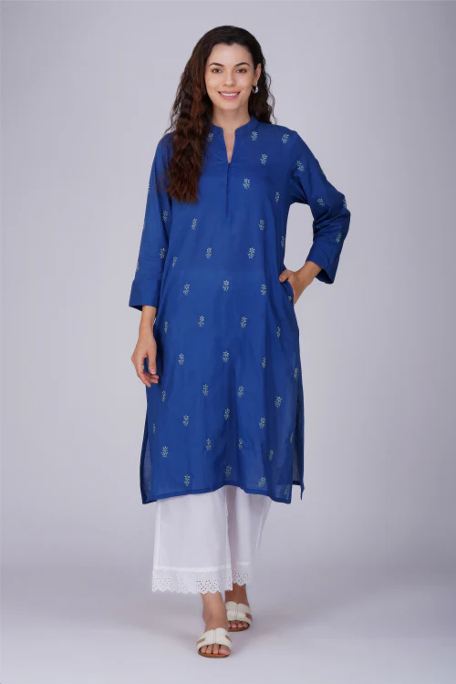 Phae Shweta Cotton Kurta With Hand Chikankari
