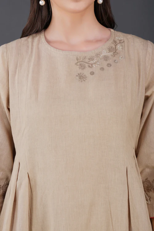 Phae Tamara Cotton Linen Beige Dress - Image 6