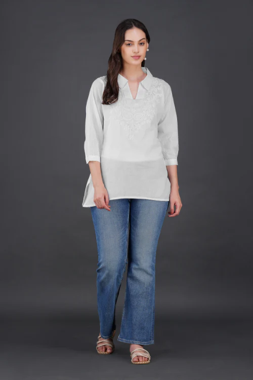 Phae Tema White Top Kashmir Gala - Image 2