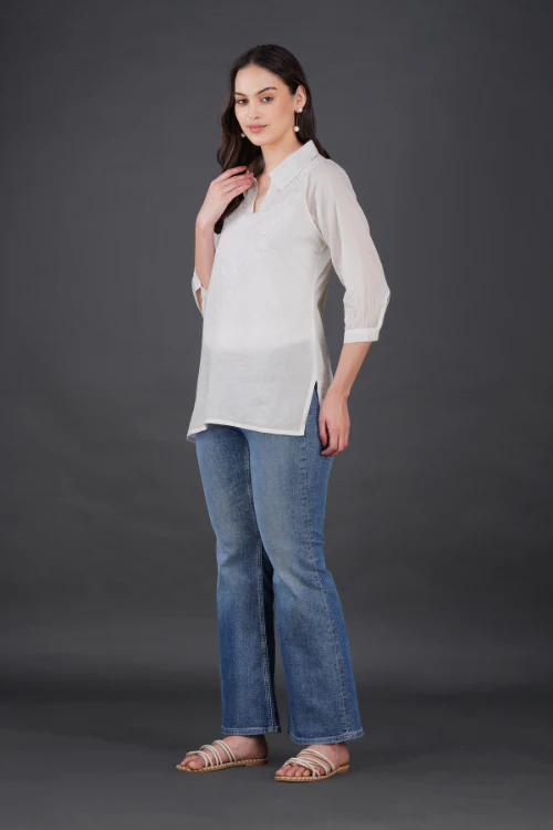 Phae Tema White Top Kashmir Gala - Image 4