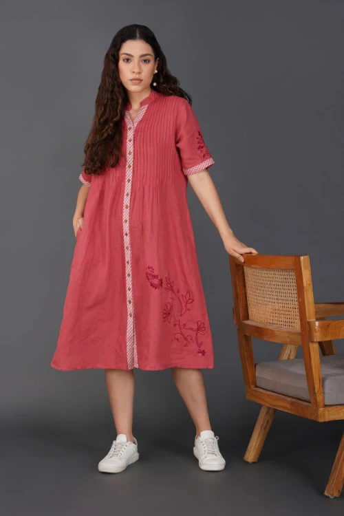 Phae Vida Coral Red Dress - Image 4