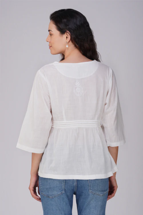 Phae Zaira Top In Cotton Fabric Hand Chikankari - Image 5