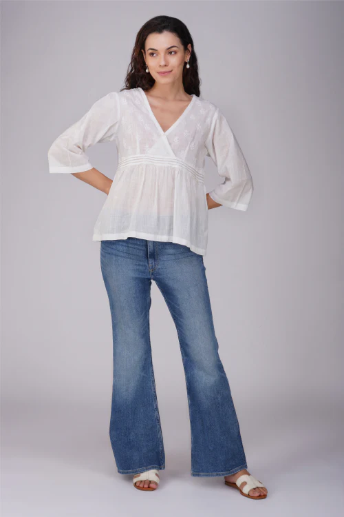 Phae Zaira Top In Cotton Fabric Hand Chikankari - Image 6