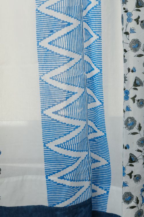 Sooti Syahi Philippine Blue Hand Block Printed Window Curtain - Image 4