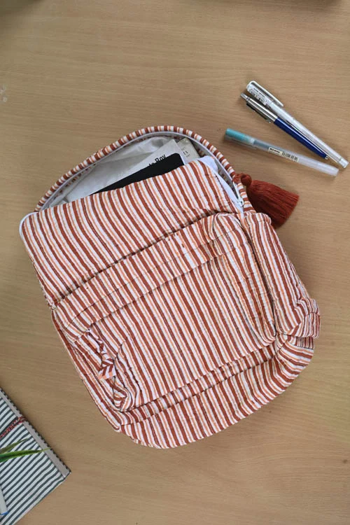 Poddar Exports Brown Stripes Backpack - Image 2
