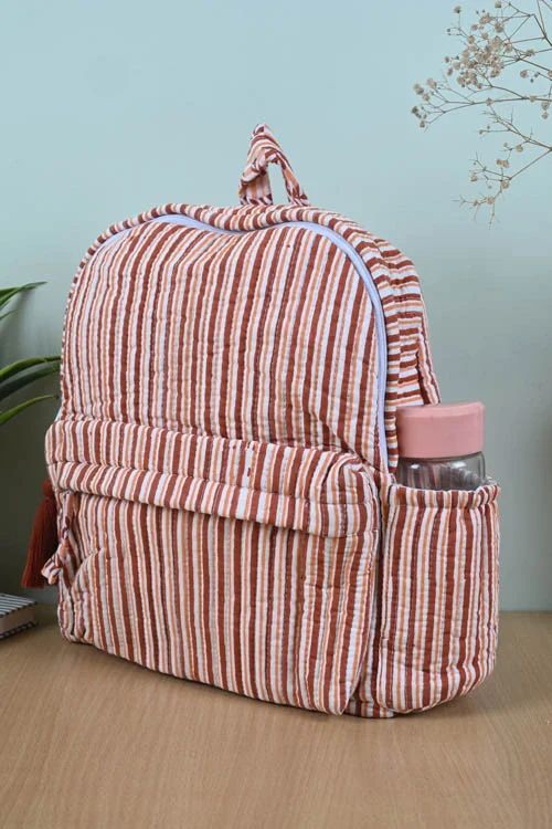 Poddar Exports Brown Stripes Backpack - Image 3