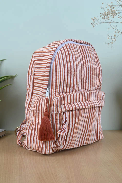 Poddar Exports Brown Stripes Backpack - Image 4