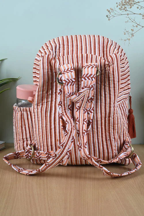 Poddar Exports Brown Stripes Backpack - Image 5