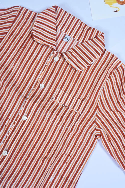 Poddar Exports Brown Stripes Kids Cotton Night Suit Set - Image 4