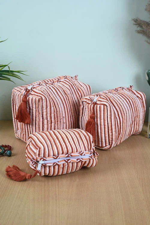 Poddar Exports Brown Stripes Multi Purpose Pouch - Image 4