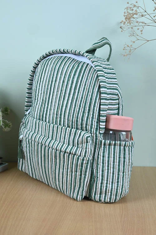 Poddar Exports Green Stripes Backpack - Image 3