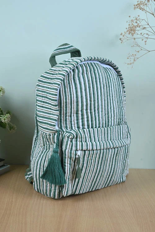 Poddar Exports Green Stripes Backpack - Image 4
