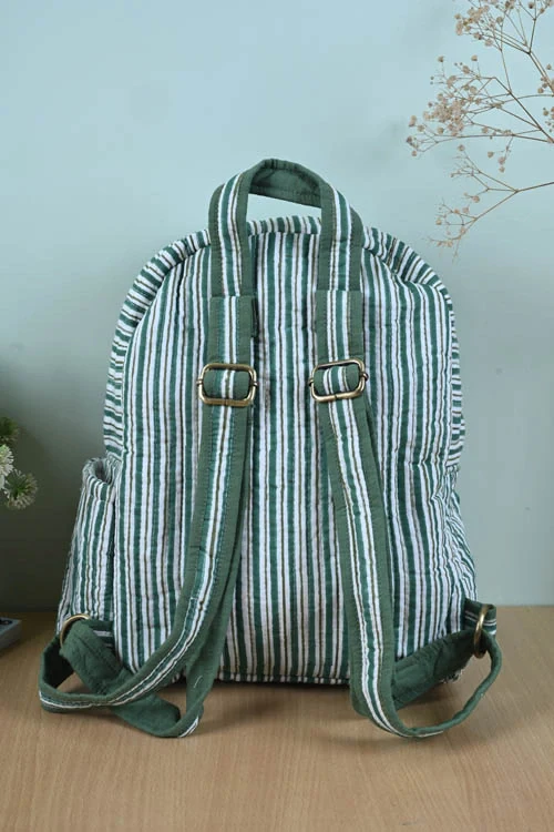 Poddar Exports Green Stripes Backpack - Image 5