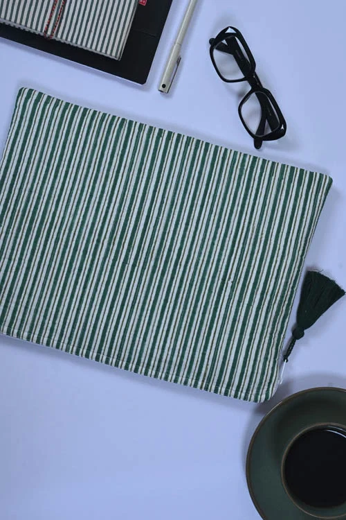 Poddar Exports Green Stripes Laptop Sleeve - Image 4