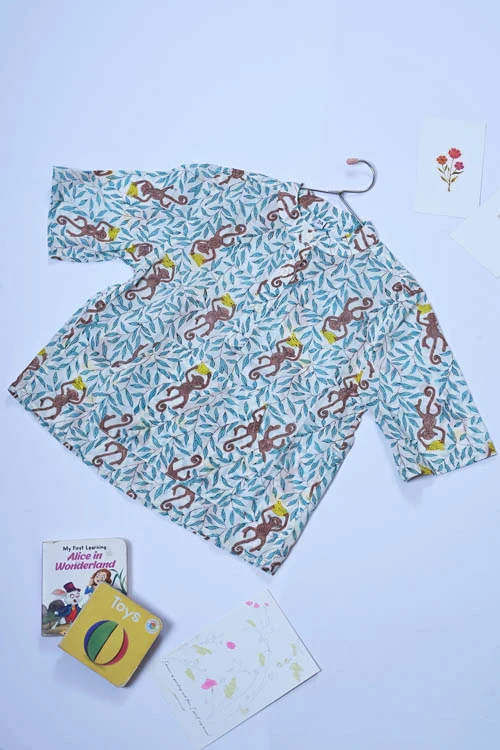 Poddar Exports Monkey Kids Cotton Hoodie Kurta Shirt - Image 5