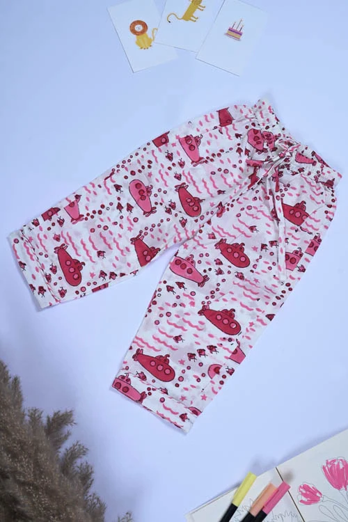 Poddar Exports Pink Submarine Kids Cotton Night Suit Set - Image 5
