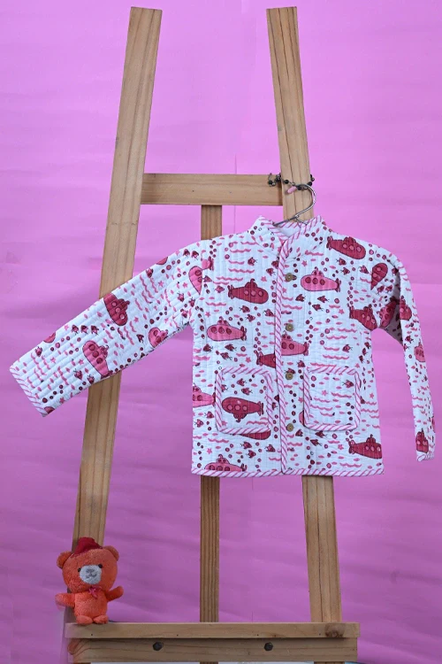 Poddar Exports Pink Submarine Kids Quilted Jacket - Image 3