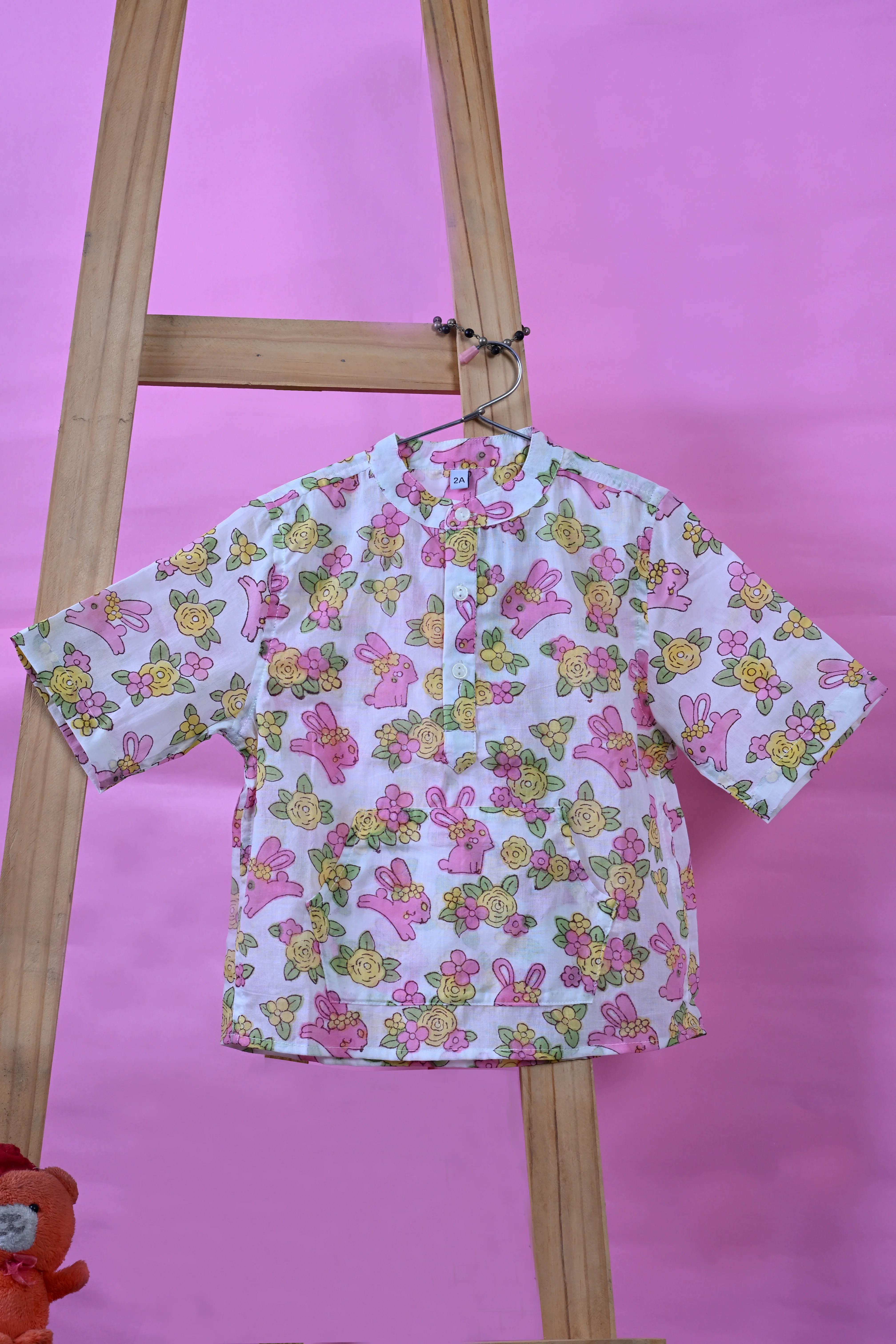 Poddar Exports Rabbit Kids Cotton Hoodie Kurta Shirt - Image 3