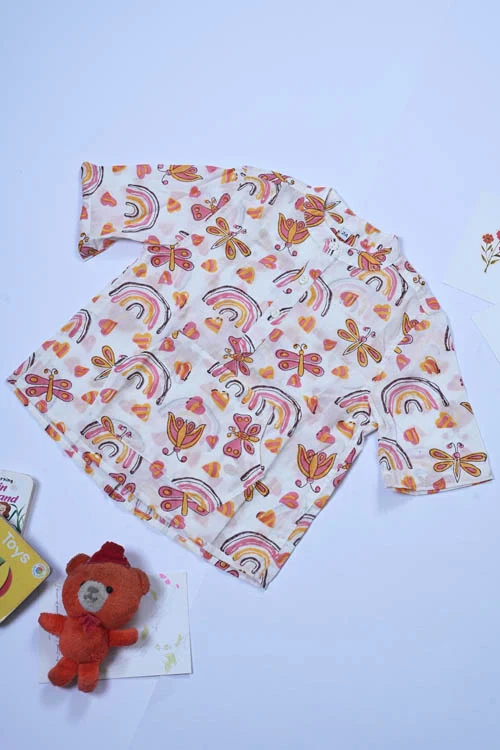 Poddar Exports Rainbow Kids Cotton Hoodie Kurta Shirt - Image 4