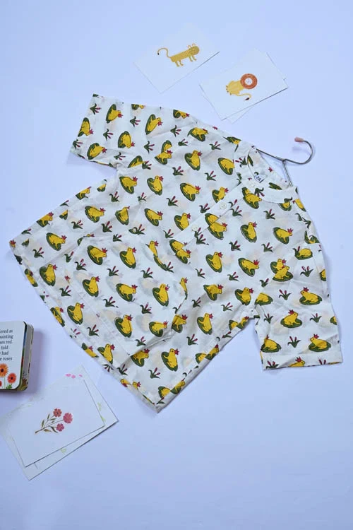 Poddar Exports Yellow Frog Kids Cotton Hoodie Kurta Shirt - Image 2